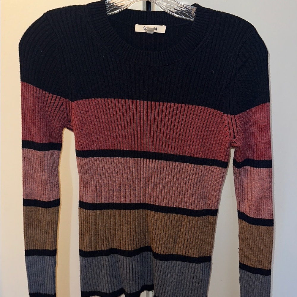 Beautiful Splendid multi stripe rib long sleeve sweater
